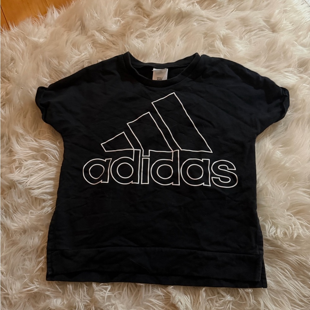 Adidas Kids Tee in Black with White Logo